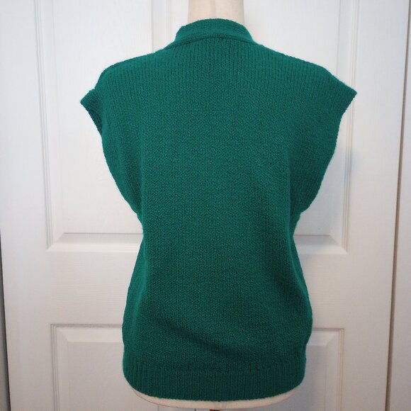 Vintage Kelly Green Cable Knit Sweater Vest sz L Petite - Picture 7 of 11